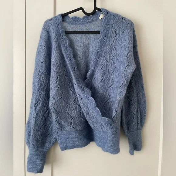 Sezane Blue Lace Knit Women's Sweater - Picture 1 of 4